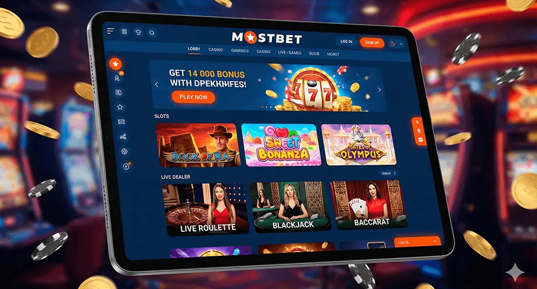 Игровые автоматы и лайв игры в Мостбет